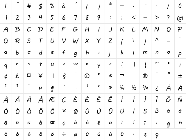 00812 Regular  glyph index