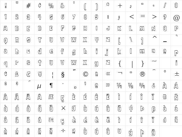 Big Chump BTN Cond Out Regular  glyph index