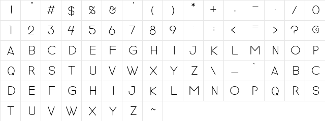 revilo san Regular  glyph index