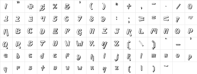 Ampad 3D Regular  glyph index