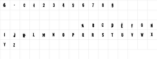 blueBaby Regular  glyph index