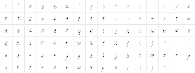 LD Heartfelt Regular  glyph index