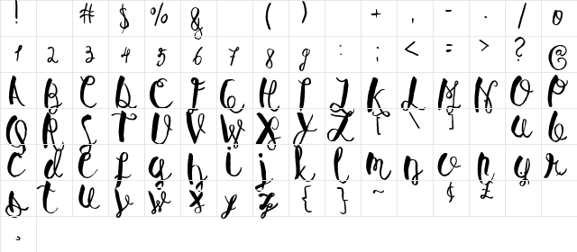 Baley Sun Regular  glyph index