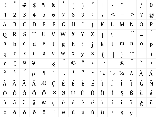 00390 Regular  glyph index