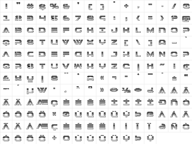7th Service Chrome Regular  glyph index
