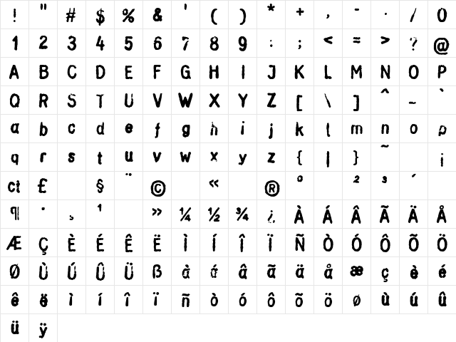 tsp adore 2 Regular  glyph index