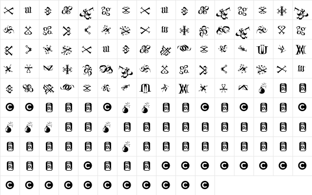 Tacklebox Medium  glyph index