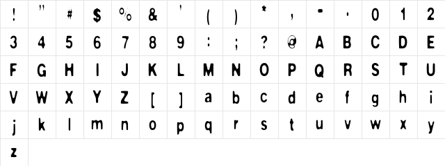 Masterly Regular  glyph index