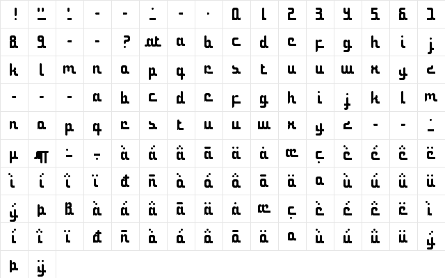 Not the middle east Regular  glyph index