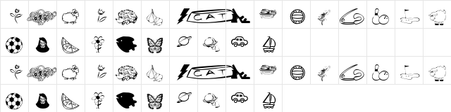 KR Katlings Eight Regular  glyph index