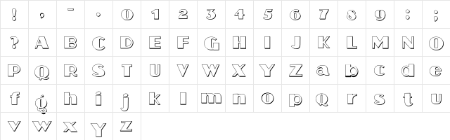 Aafia 3D Regular  glyph index