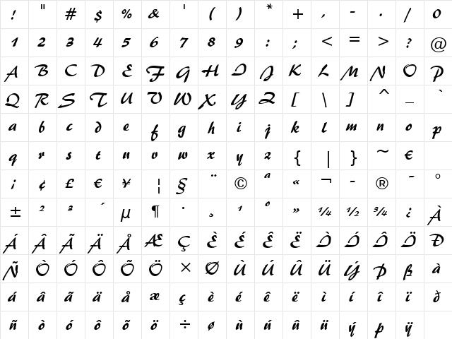 font75 Regular  glyph index