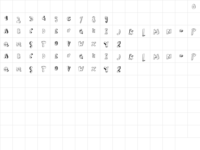 Zou Regular  glyph index