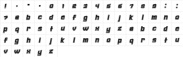 Failed 3d Filled Italic  glyph index