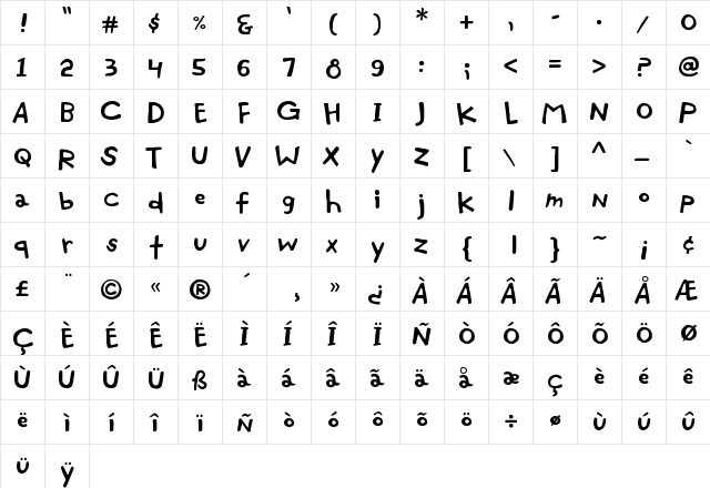 PurpleMediumHMK Regular  glyph index
