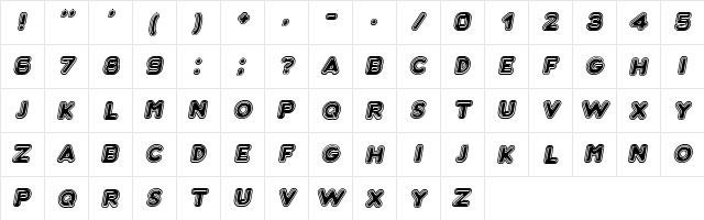 Bubble3D Italic  glyph index