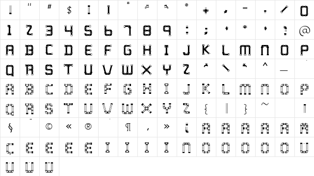 WaterWorksCaps Bold  glyph index