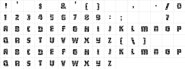 Highwall Regular  glyph index