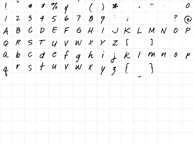 Pea Little-Ducky Regular  glyph index