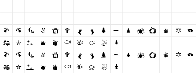 Xmas Josh Regular  glyph index