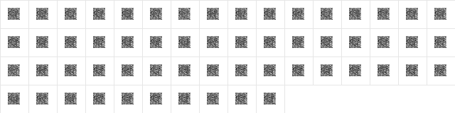 QRcodeX Regular  glyph index