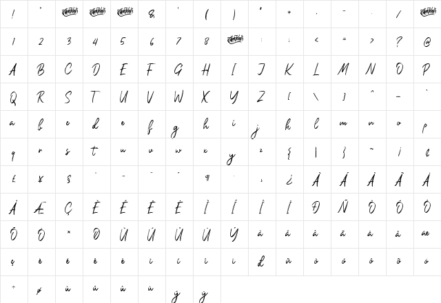 Orchide Regular  glyph index