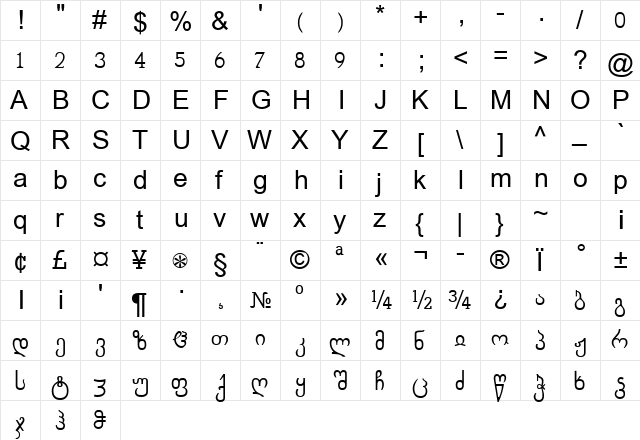 GEO_CVEULEBRIVI Regular  glyph index