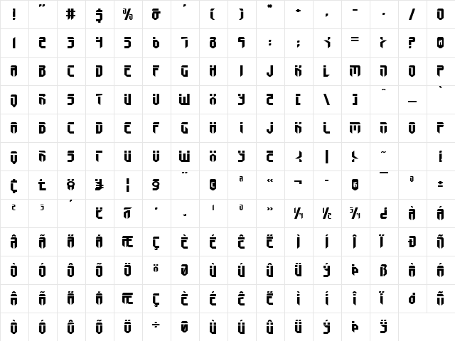 Fedyral Expanded Expanded  glyph index