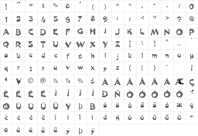 Cane-Striped Normal  glyph index