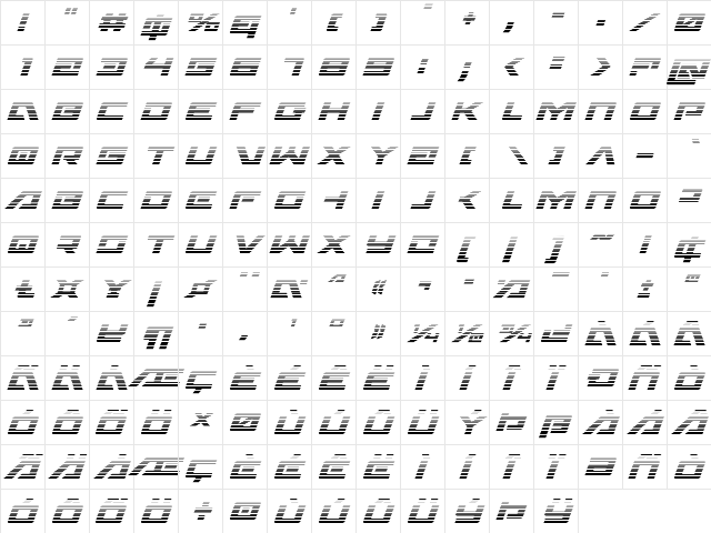 Wildcard Gradient Italic Italic  glyph index