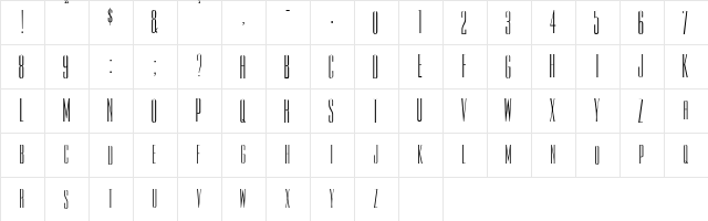 ChianneCondSCapsSSK Regular  glyph index