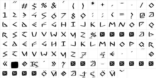 VirtualUncialQuillSoft Regular  glyph index