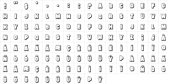 Evil Conspiracy Shadow Shadow  glyph index