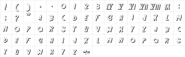 Friday13SH Regular  glyph index