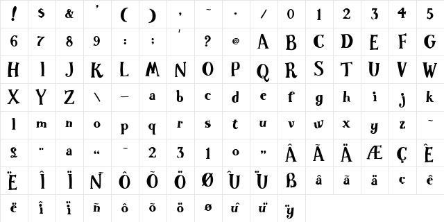 WG Normal  glyph index
