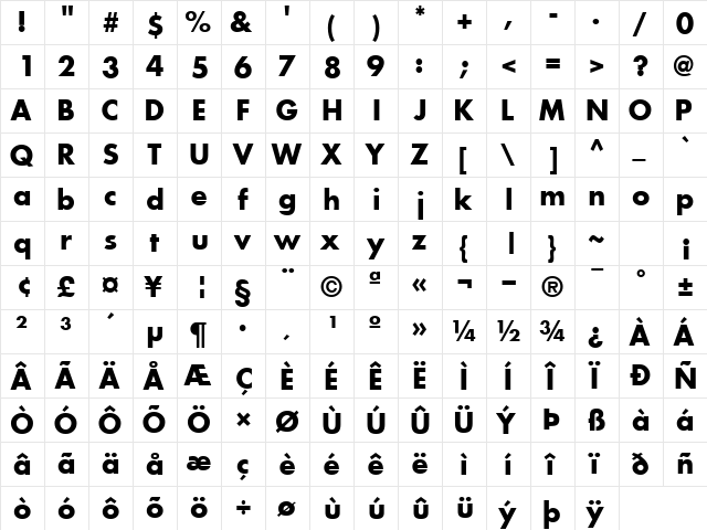 KudosSSK Bold  glyph index