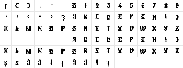 Zamolxis VI Regular  glyph index