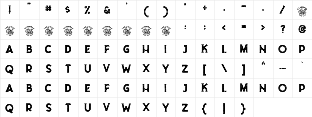 Riborn Regular  glyph index