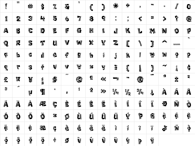 ChiladaICG Regular  glyph index