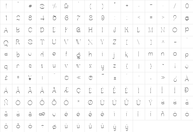 WanoQuin-Thin Free PU Thin  glyph index