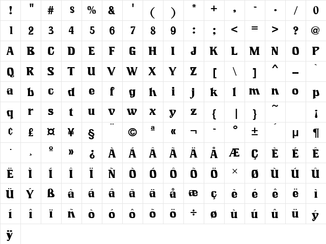 IntrospectURWTBoo Regular  glyph index