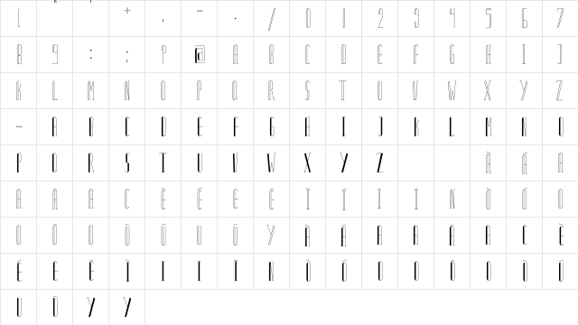 Primova Display  glyph index