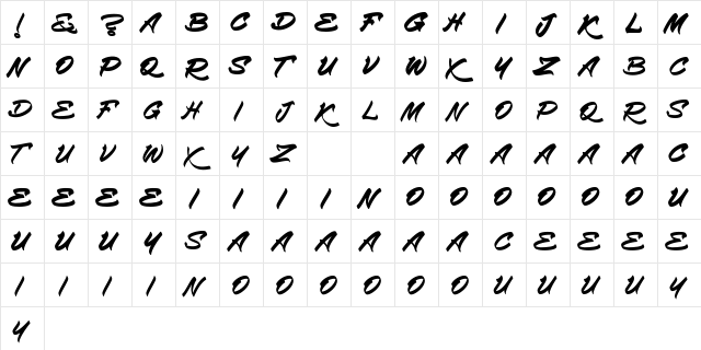 Empire Samgor Regular  glyph index