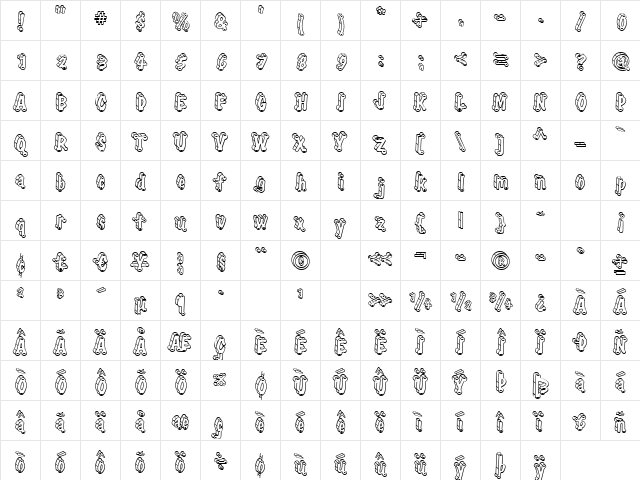ElliottsTyphpoidMThrDLight Regular  glyph index