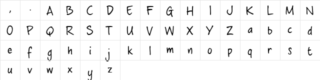 crosswordBelle Regular  glyph index