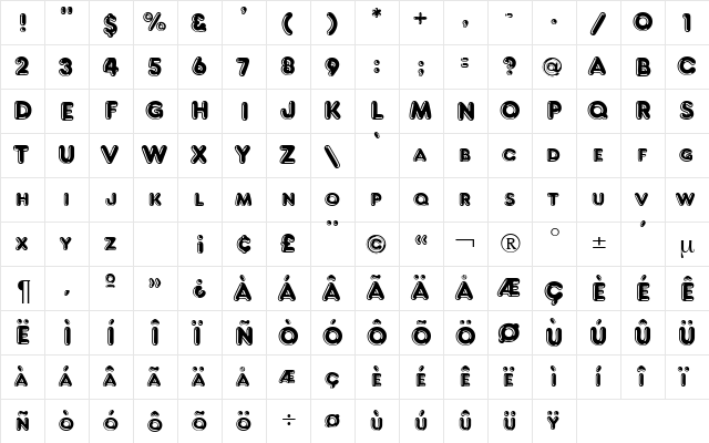 FragileDB Normal  glyph index