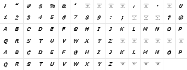 Genesee St Italic  glyph index