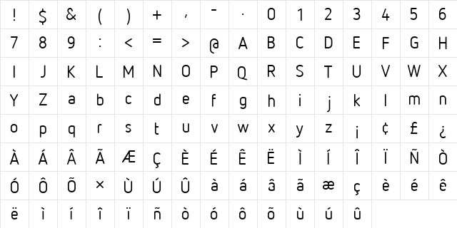 Netto Regular  glyph index
