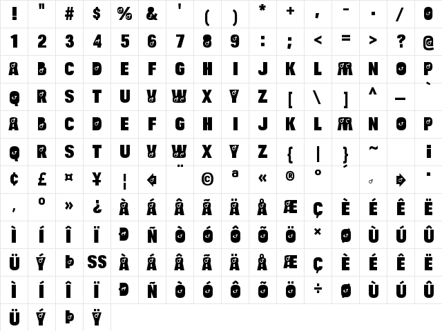 Bulltoad Male Regular  glyph index