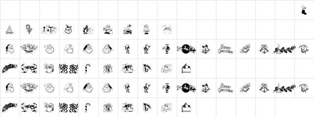 Xmas celebration Regular  glyph index